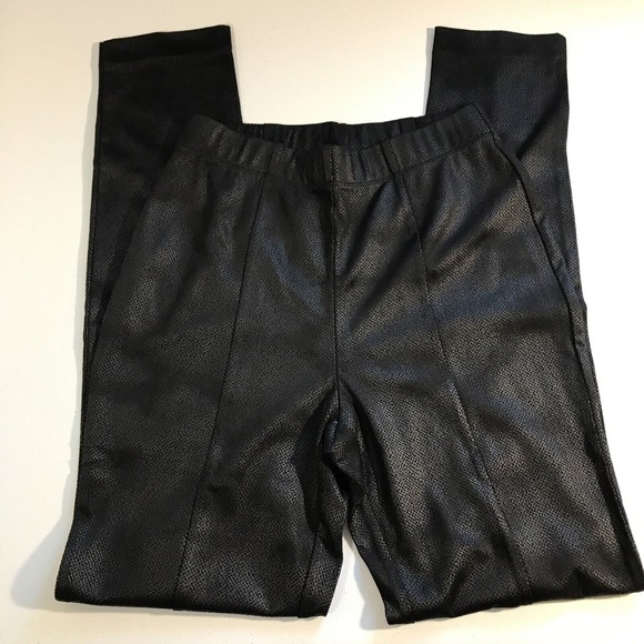 GRAVER Susan Graver Faux Suede Leggings Foil Print Sheen Black Size XXS - Picture 2 of 8